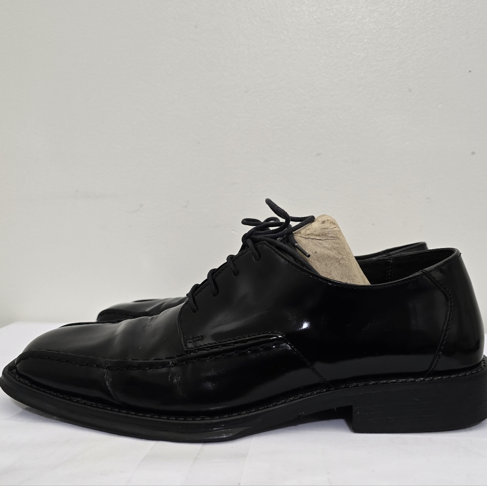 KENNETH COLE REACTION size‎ 9 Black Square Toe Leather Lace Dress Shoes